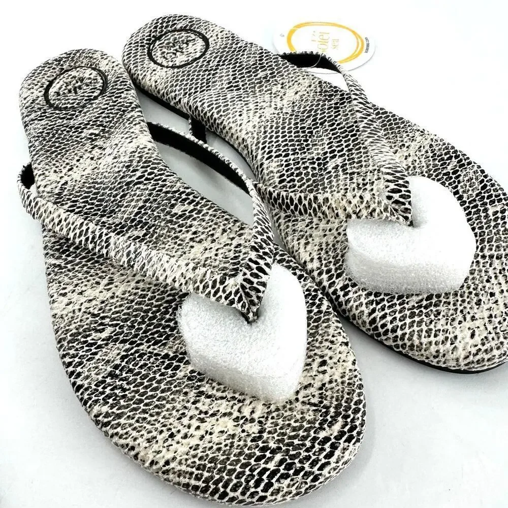 Solei Sea Women's Python Gray Thong Sandals Size 8